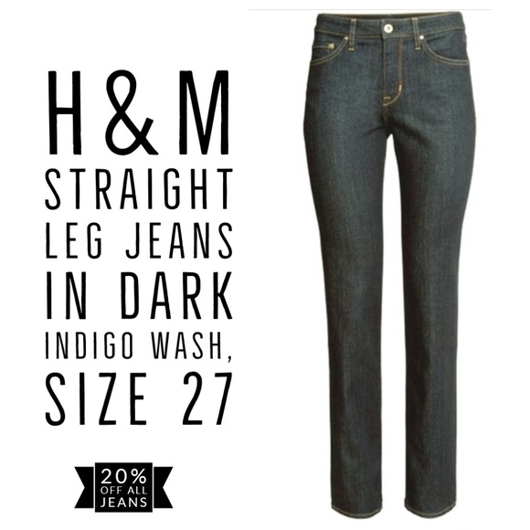 H&M Denim - 20% OFF - H&M Dark Indigo Straight Leg Jeans, 27